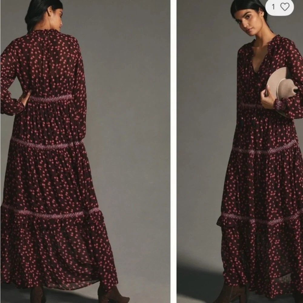 Anthropologie Temperley London Smocked Maxi Dress 12 - Picture 1 of 7
